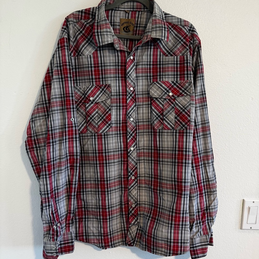 Coevals Club Plaid Shirt in Red and Gray Size XXL